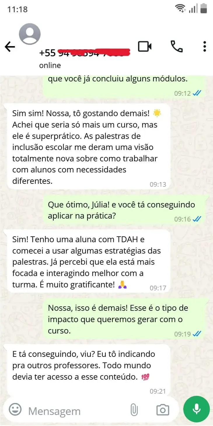 Depoimento WhatsApp